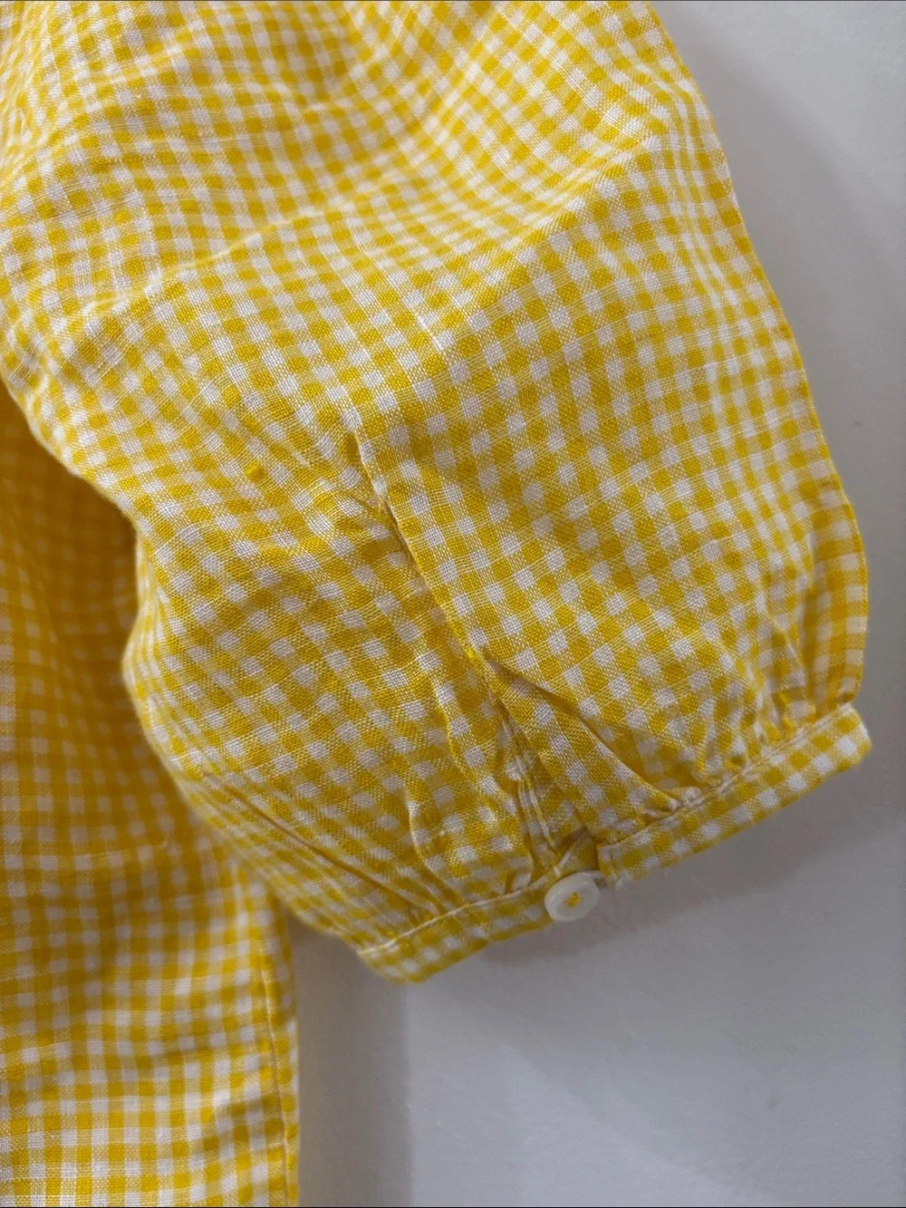 Boden Yellow Gingham Lace-Trim Button Front Top - NWT - size 0